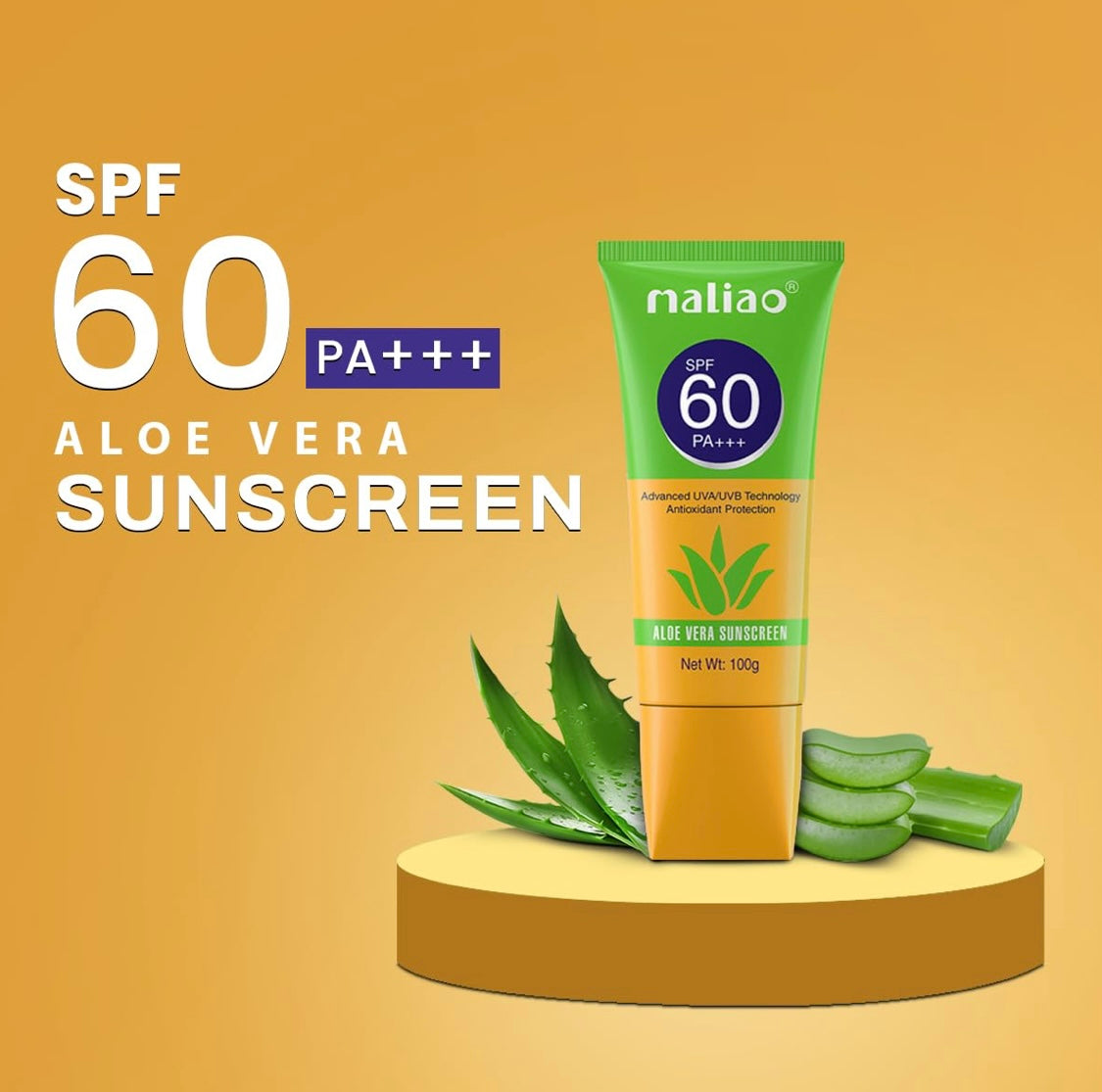 Maliao Aloe Vera Sunscreen SPF 60 PA+++ (100g)