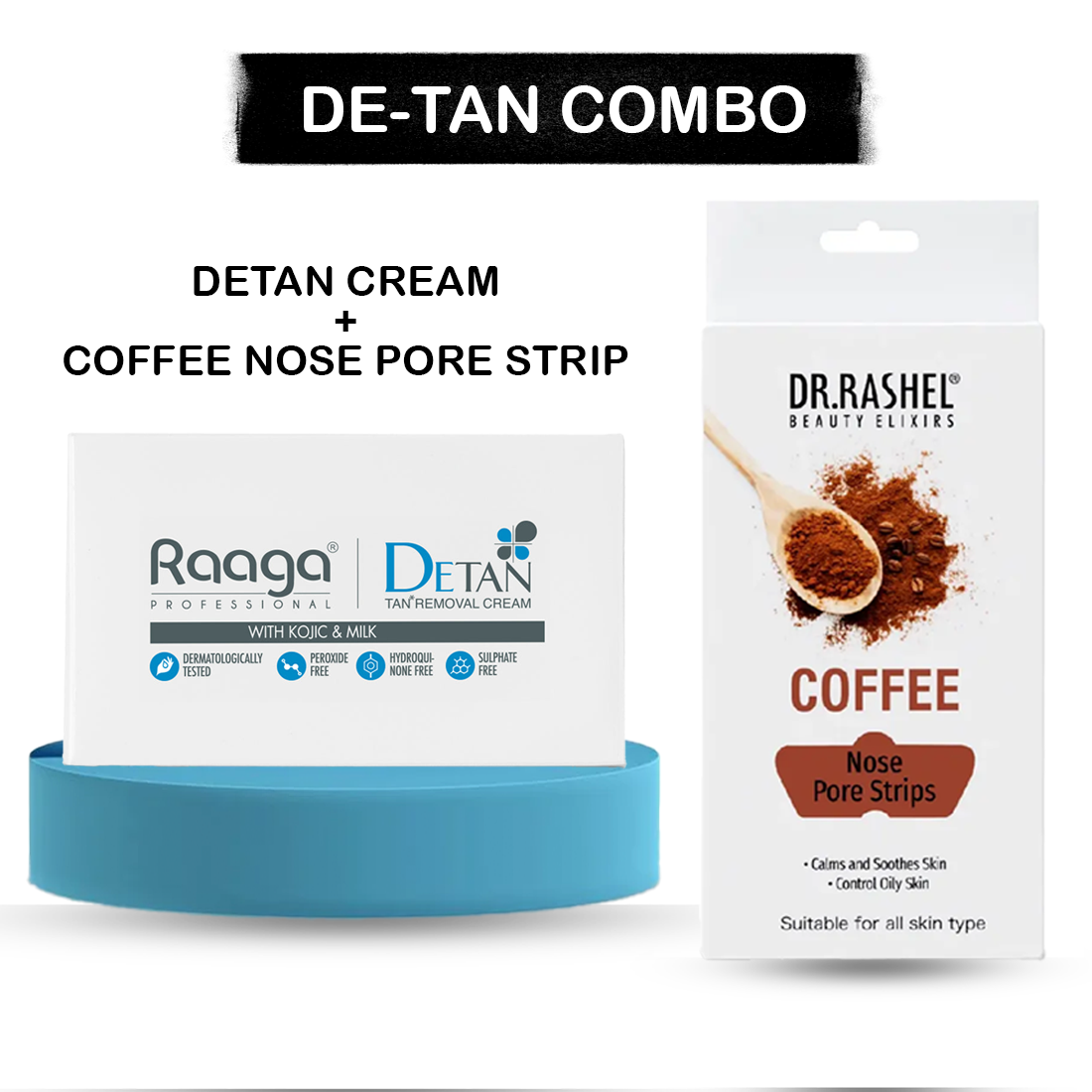 2-Step Glow & Clean Combo | Raaga De-Tan + Coffee Nose Strip