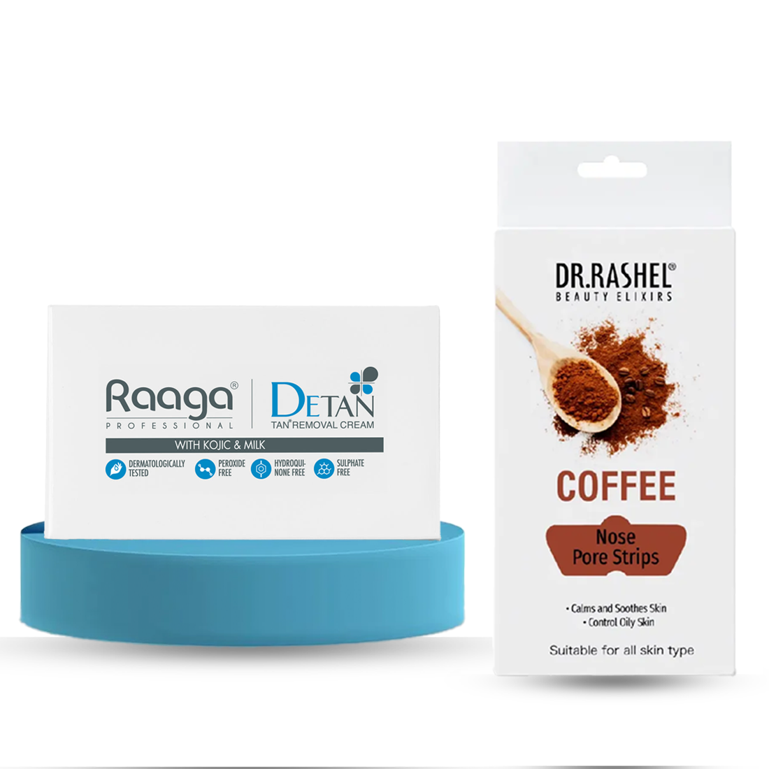 2-Step Glow & Clean Combo | Raaga De-Tan + Coffee Nose Strip