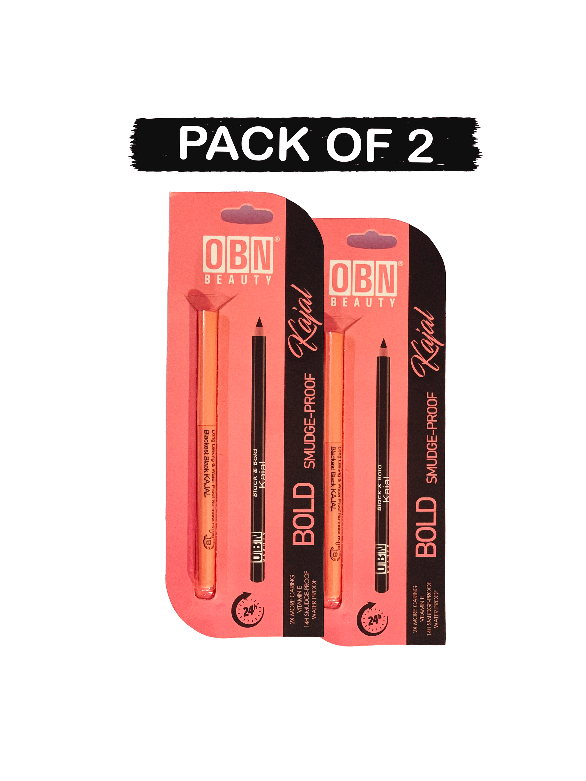 OBN Beauty Kajal Pops – Pack of 2 | Intense Black, Smudge-Proof Formula