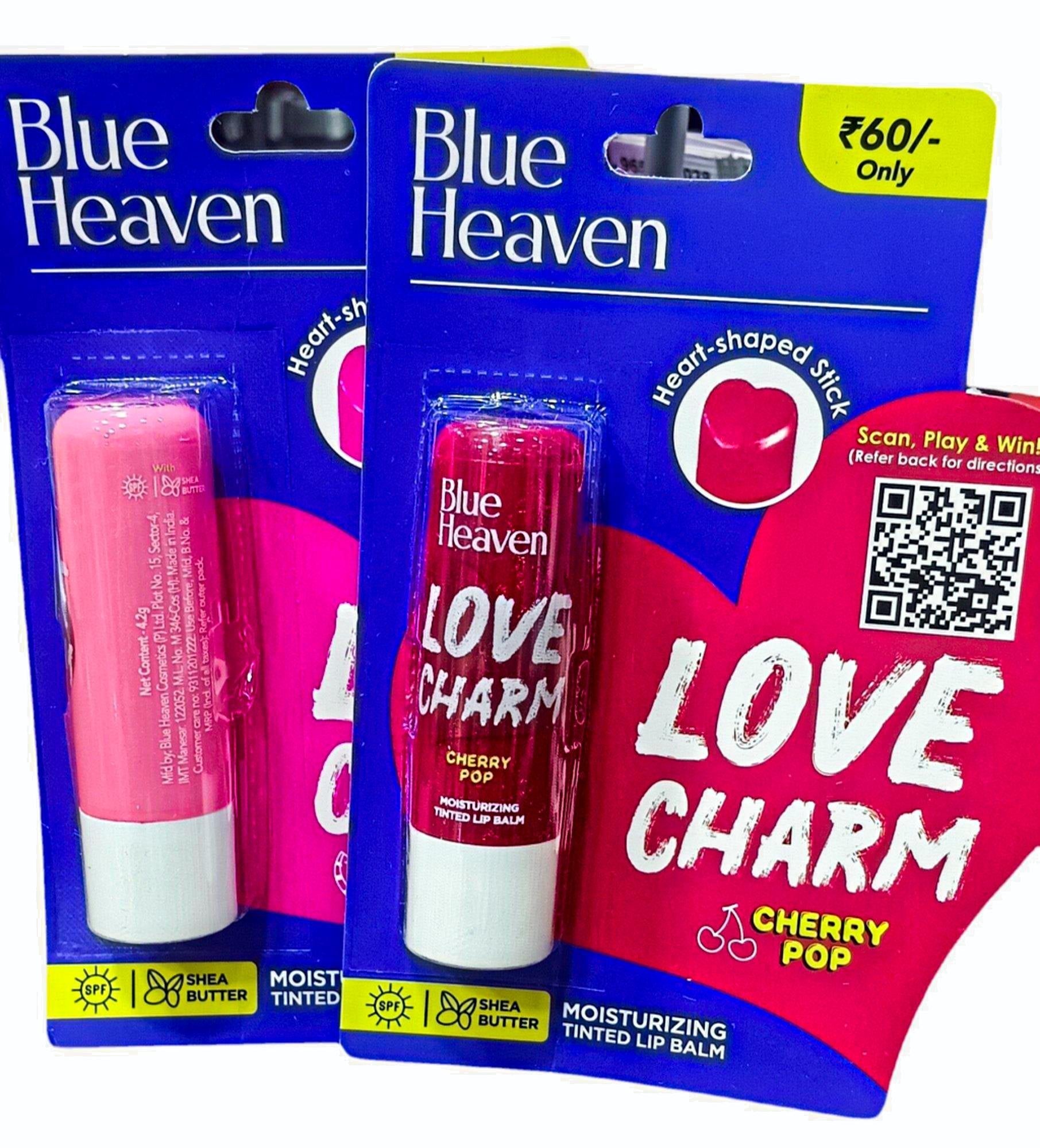 Love Charm Lip Care + FREE Kajal Stick | Blue Heaven Heart Lip Balm